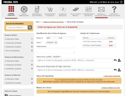 Crear recibos ordenes de ingreso en savia