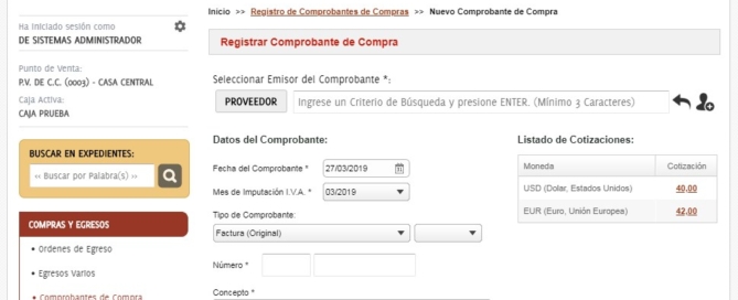 Registrar comprobantes de compras en savia